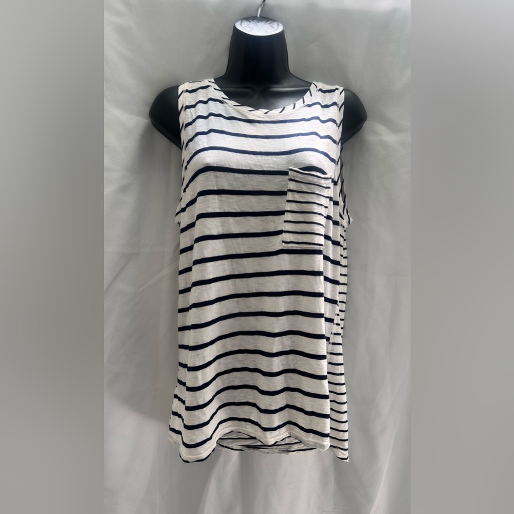 Michael Stars navy & white striped tank top with pocket